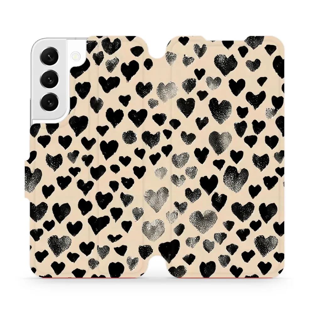 Flipové pouzdro Mobiwear - Samsung Galaxy S22 - VA51S Černá srdíčka