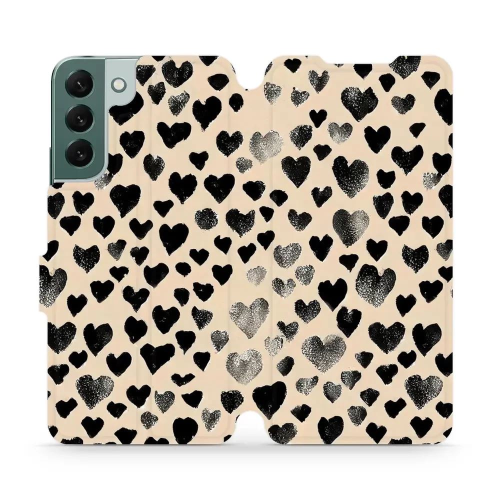 Flipové pouzdro Mobiwear - Samsung Galaxy S22 Plus - VA51S Černá srdíčka