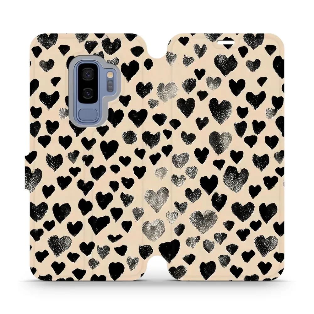 Flipové pouzdro Mobiwear - Samsung Galaxy S9 Plus - VA51S Černá srdíčka