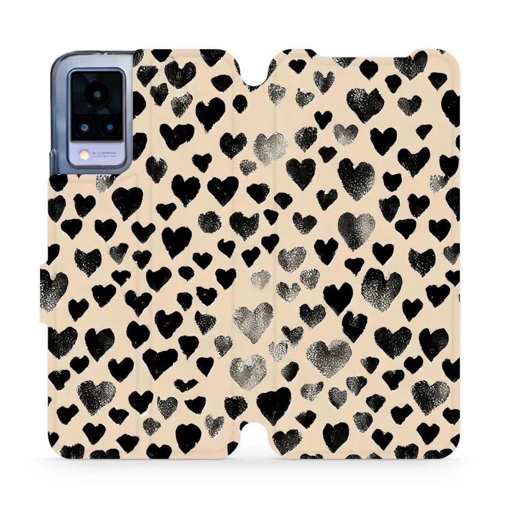 Flipové pouzdro Mobiwear - Vivo V21 5G - VA51S Černá srdíčka