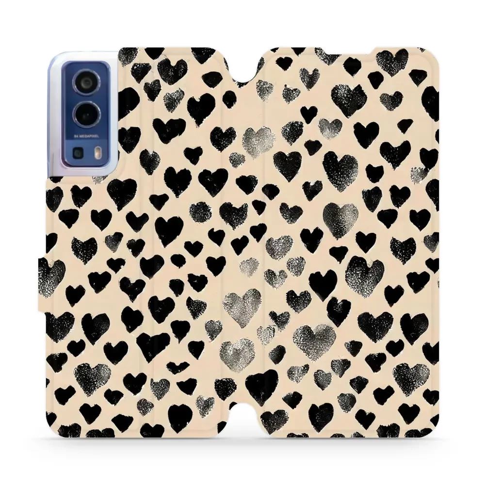 Flipové pouzdro Mobiwear - Vivo Y52 5G / Y72 5G - VA51S Černá srdíčka
