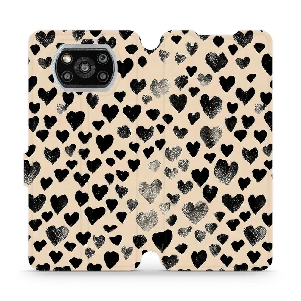 Flipové pouzdro Mobiwear - Xiaomi Poco X3 NFC / Xiaomi Poco X3 Pro - VA51S Černá srdíčka