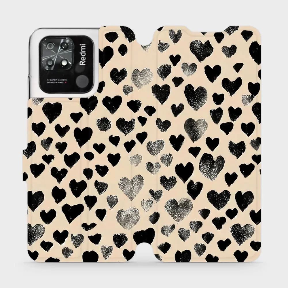 Flipové pouzdro Mobiwear - Xiaomi Redmi 10C - VA51S Černá srdíčka