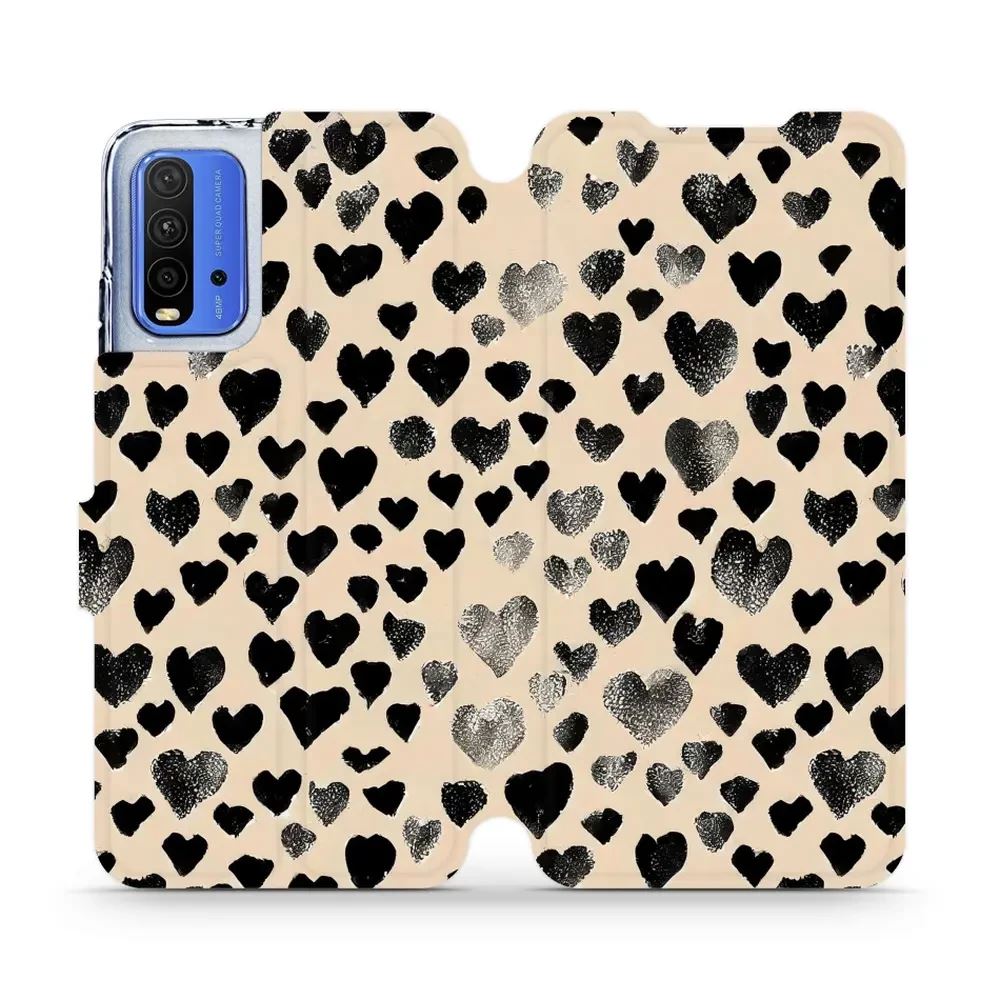 Flipové pouzdro Mobiwear - Xiaomi Redmi 9T - VA51S Černá srdíčka