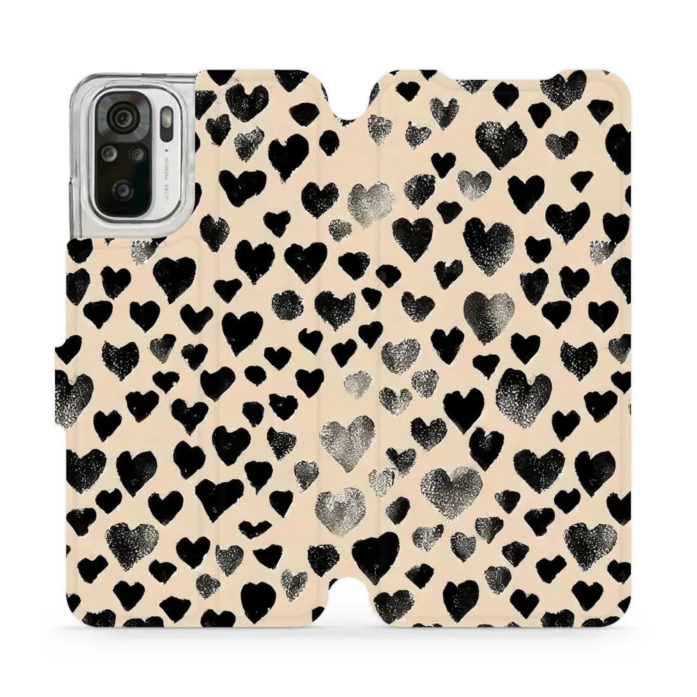 Flipové pouzdro Mobiwear - Xiaomi Redmi Note 10 / 10S - VA51S Černá srdíčka