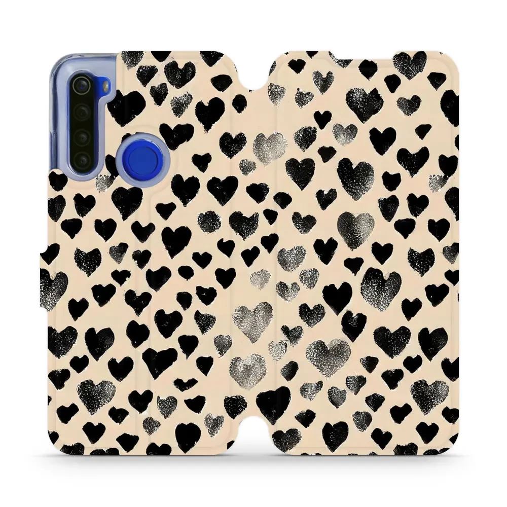 Flipové pouzdro Mobiwear - Xiaomi Redmi Note 8T - VA51S Černá srdíčka