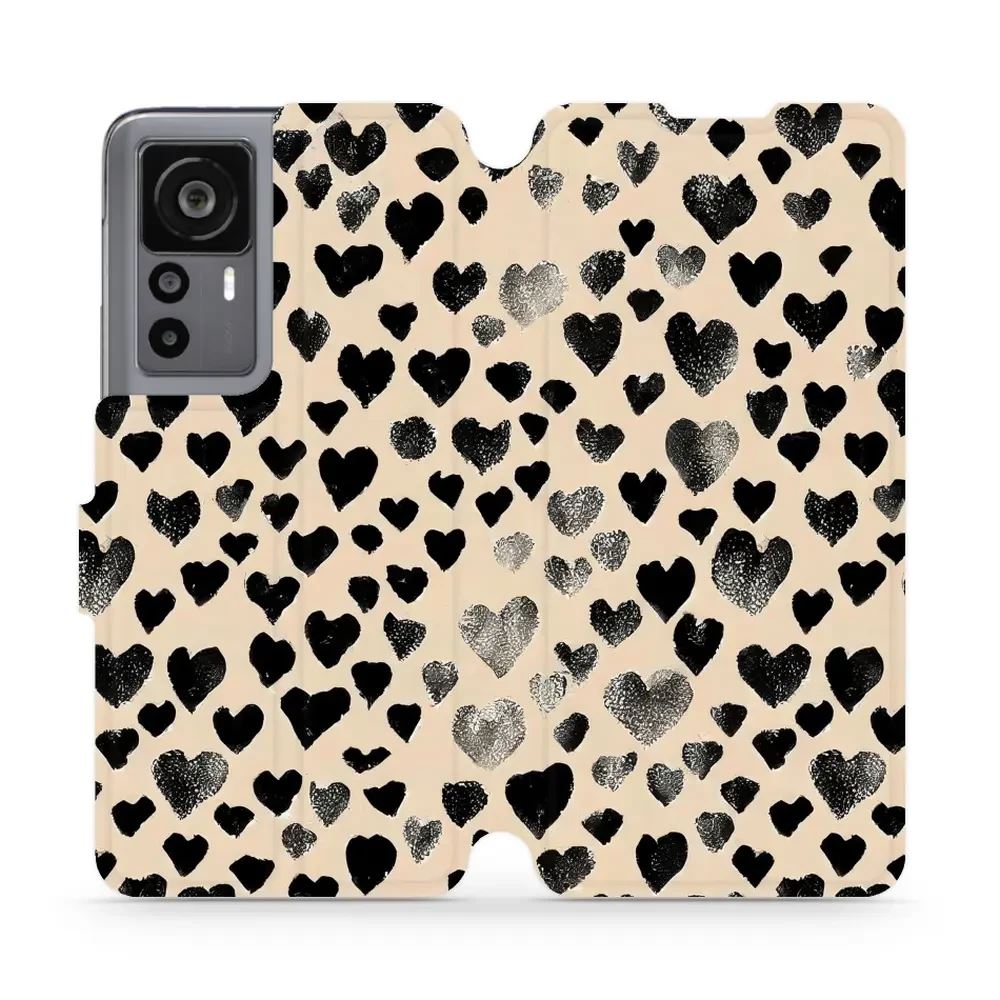 Flipové pouzdro Mobiwear - Xiaomi 12T / 12T Pro - VA51S Černá srdíčka