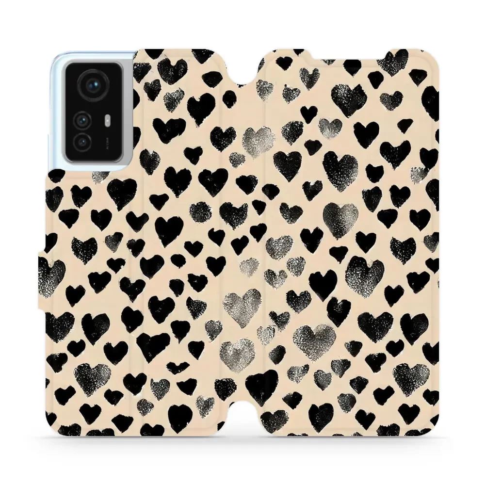 Flipové pouzdro Mobiwear - Xiaomi Redmi Note 12S - VA51S Černá srdíčka