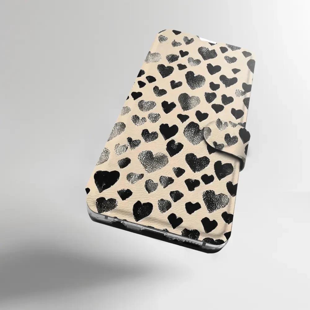 Flipové pouzdro Mobiwear - Samsung Galaxy S22 - VA51S Černá srdíčka