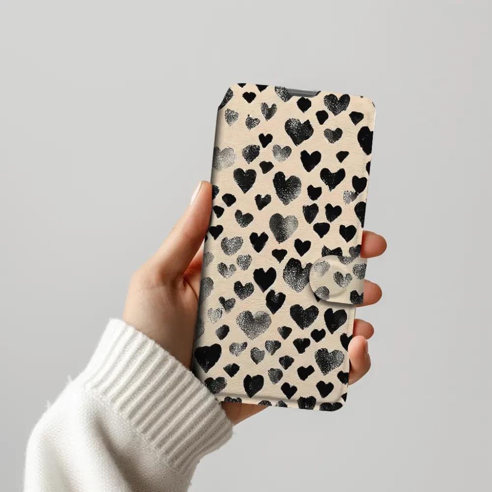 Flipové pouzdro Mobiwear - Samsung Galaxy S22 - VA51S Černá srdíčka