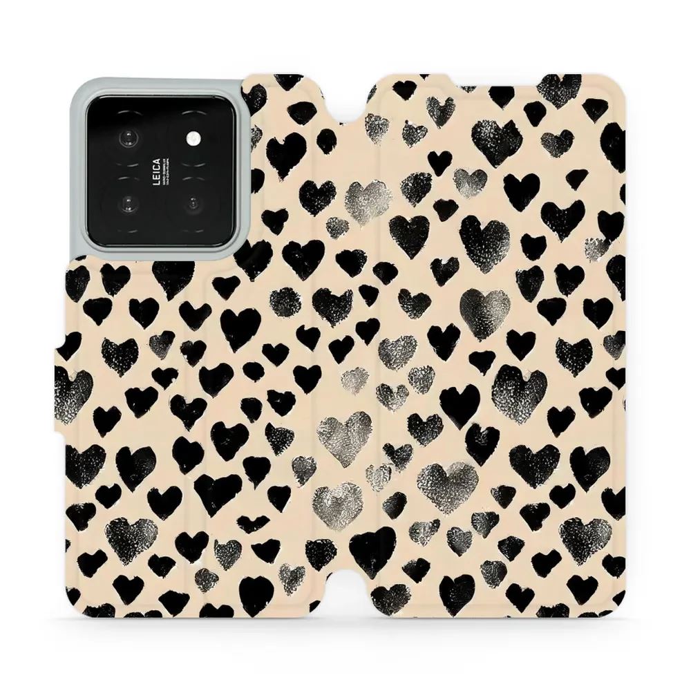 Flipové pouzdro Mobiwear - Xiaomi 14 - VA51S Černá srdíčka