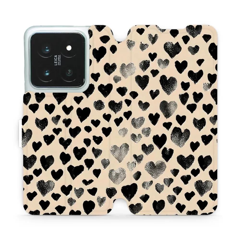 Flipové pouzdro Mobiwear - Xiaomi 14 Pro - VA51S Černá srdíčka