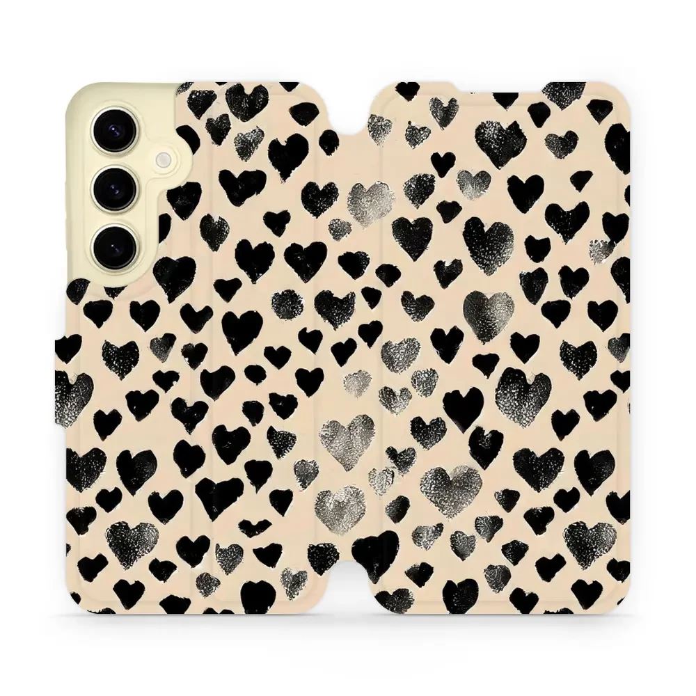 Flipové pouzdro Mobiwear - Samsung Galaxy S24 - VA51S Černá srdíčka