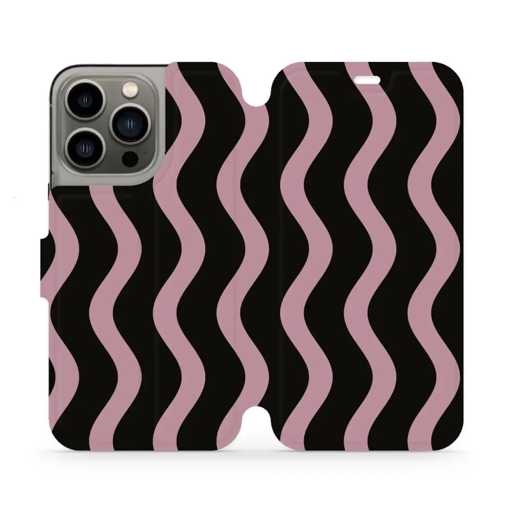 Knížkové flip pouzdro Mobiwear - Apple iPhone 13 Pro - VA54S Fialové vlnky - VÝPRODEJ