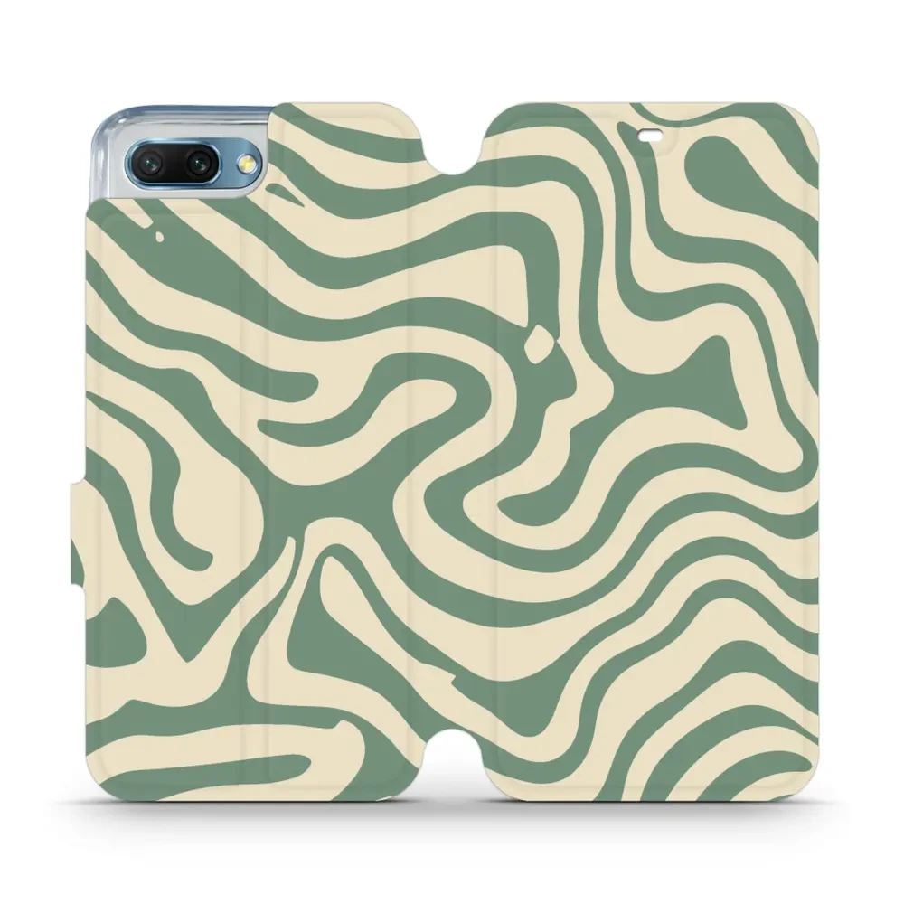 Flipové pouzdro Mobiwear - Honor 10 - VA57S Zelené a béžové zkrouceniny