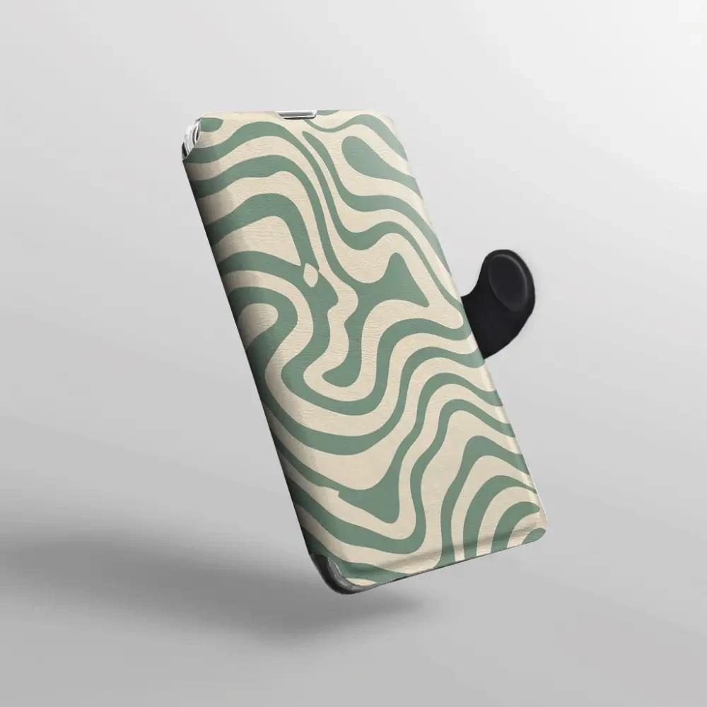 Flip pouzdro na mobil Honor 600 Lite - Mobiwear VA57S, zelené a béžové zkrouceniny