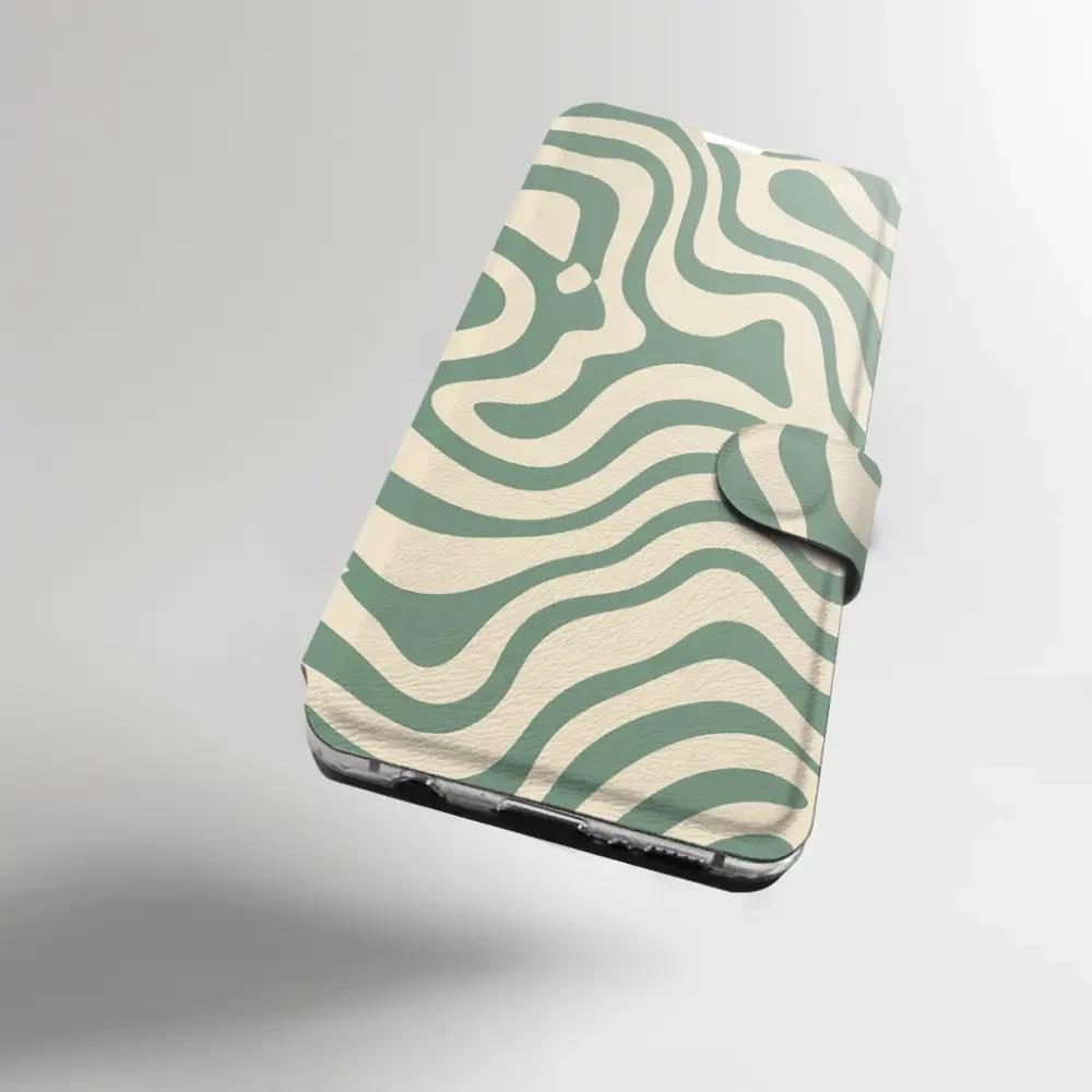 Flip pouzdro na mobil Honor 600 Lite - Mobiwear VA57S, zelené a béžové zkrouceniny