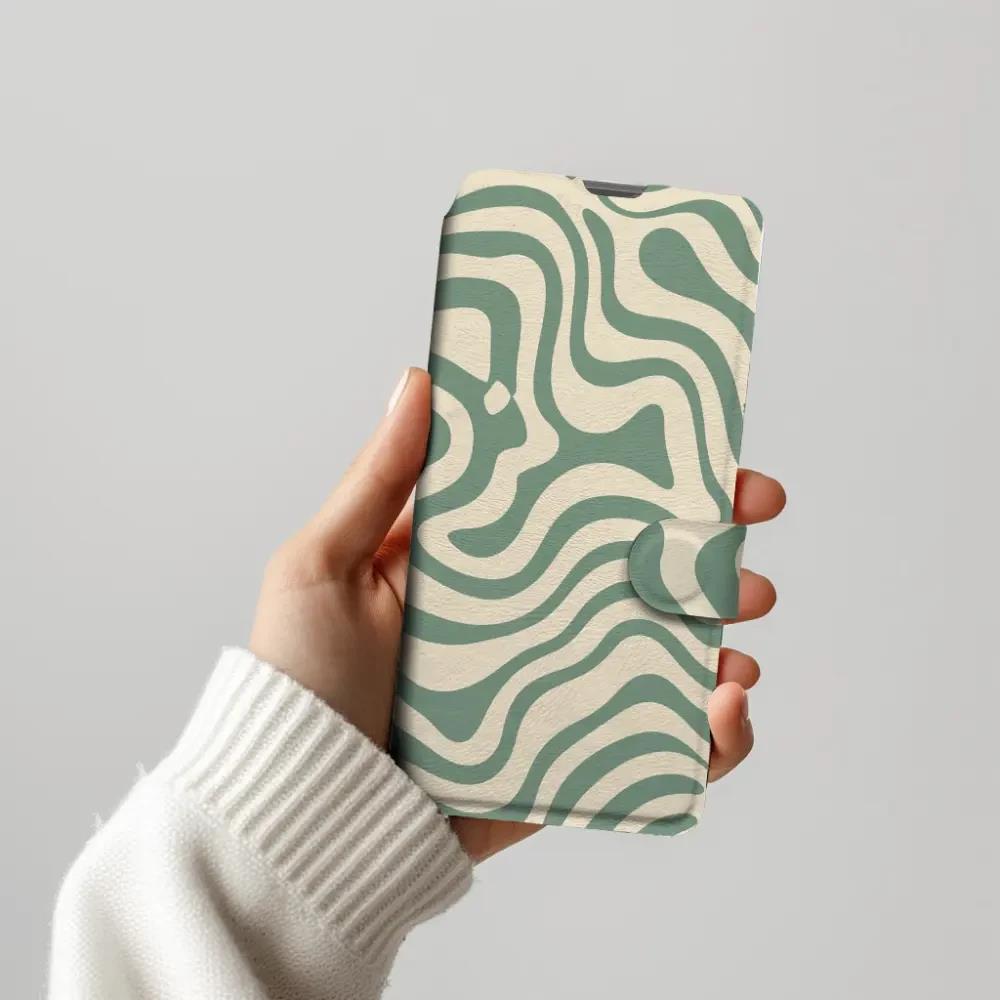 Flip pouzdro na mobil Honor 600 Lite - Mobiwear VA57S, zelené a béžové zkrouceniny