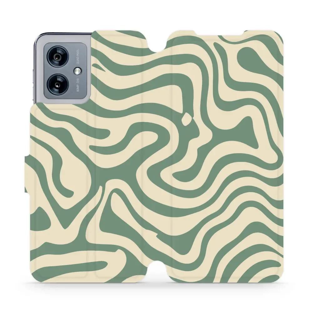Flipové pouzdro Mobiwear - Motorola Moto G54 5G / Moto G54 5G Power Edition - VA57S Zelené a béžové zkrouceniny