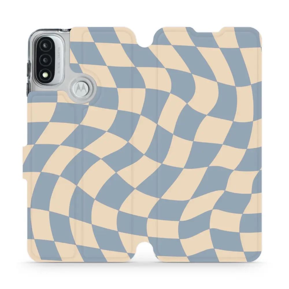 Flipové pouzdro Mobiwear - Motorola Moto E20 - VA59S Modrá a béžová šachovnice
