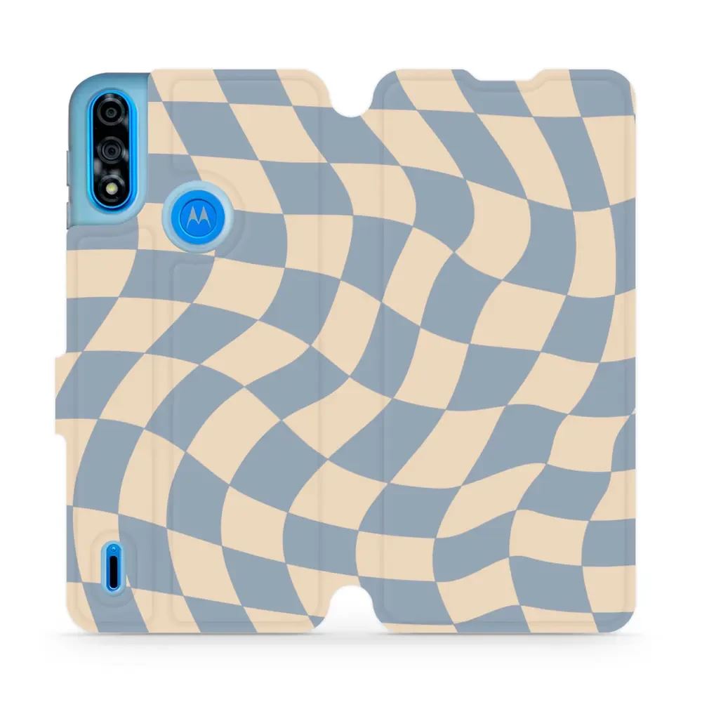 Flipové pouzdro Mobiwear - Motorola Moto E7 Power - VA59S Modrá a béžová šachovnice