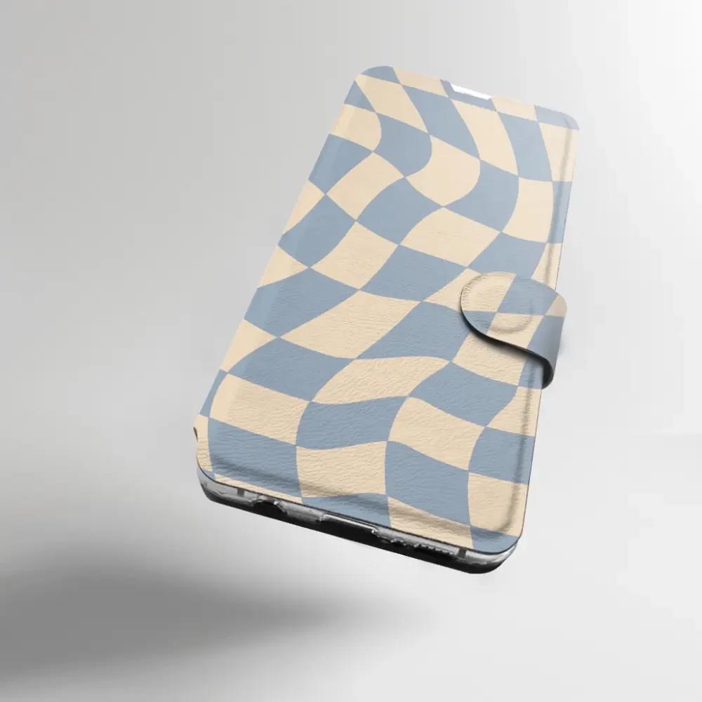 Flip pouzdro na mobil Honor 600 Lite - Mobiwear VA59S, modrá a béžová šachovnice