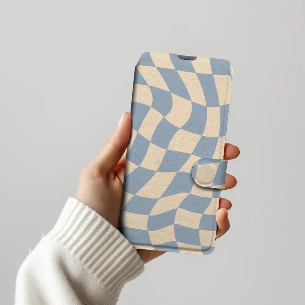 Flip pouzdro na mobil Honor 600 Lite - Mobiwear VA59S, modrá a béžová šachovnice