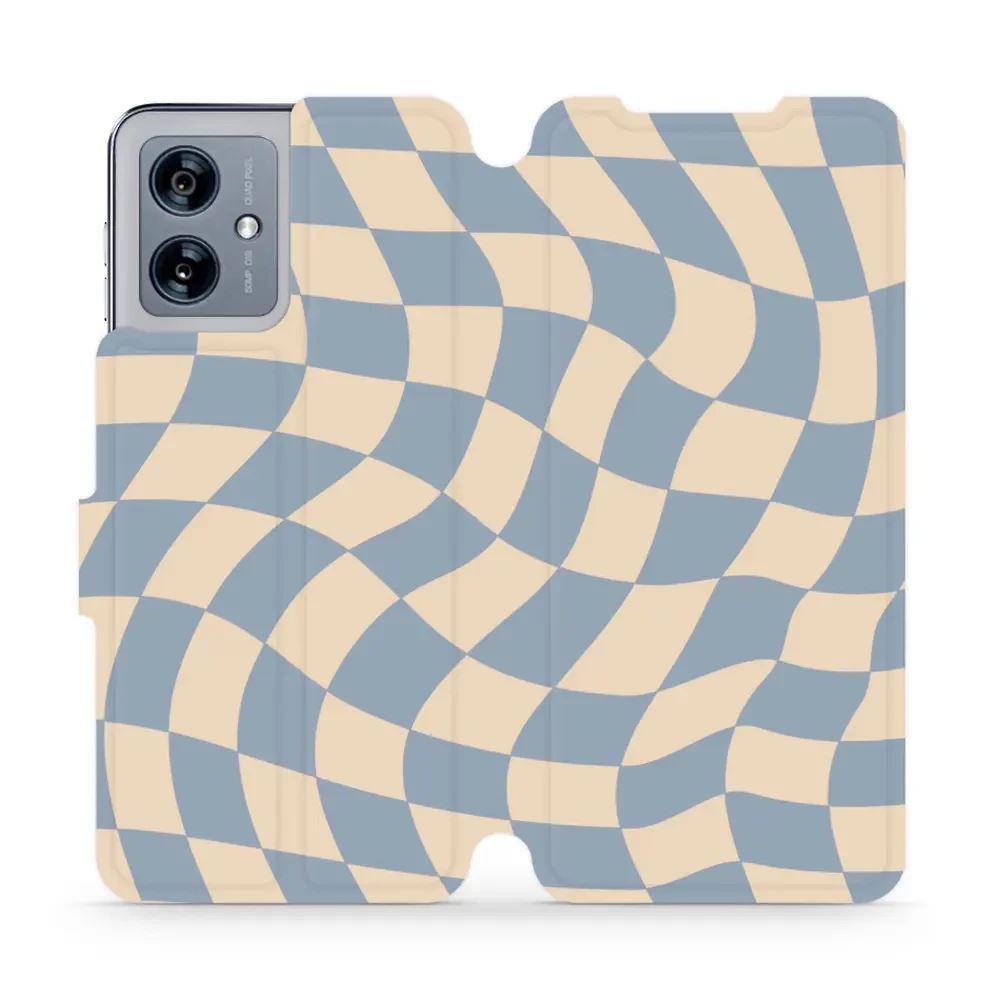 Flipové pouzdro Mobiwear - Motorola Moto G54 5G / Moto G54 5G Power Edition - VA59S Modrá a béžová šachovnice