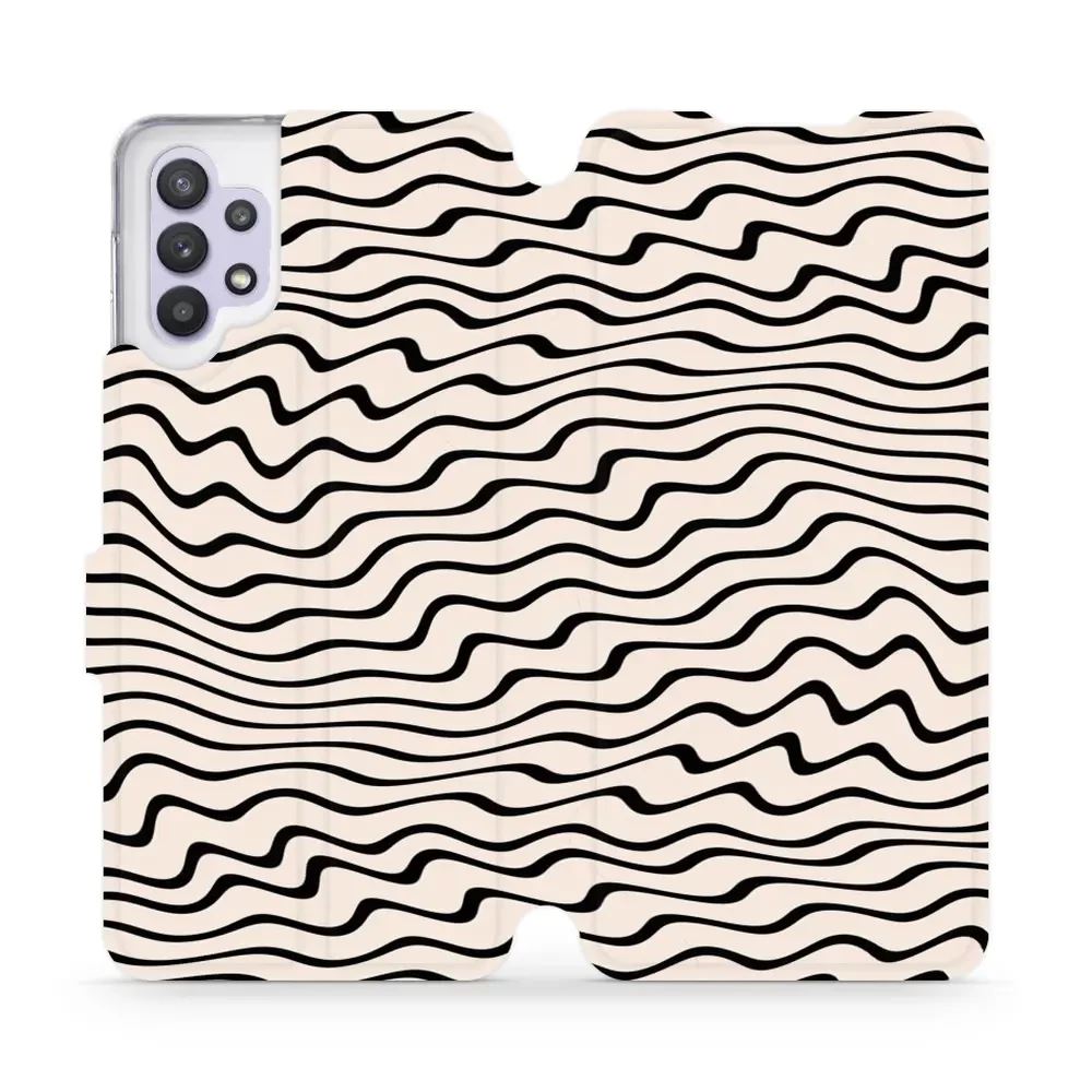 Knížkové flip pouzdro Mobiwear - Samsung Galaxy A32 5G - VA62S Vlnky na béžové - VÝPRODEJ