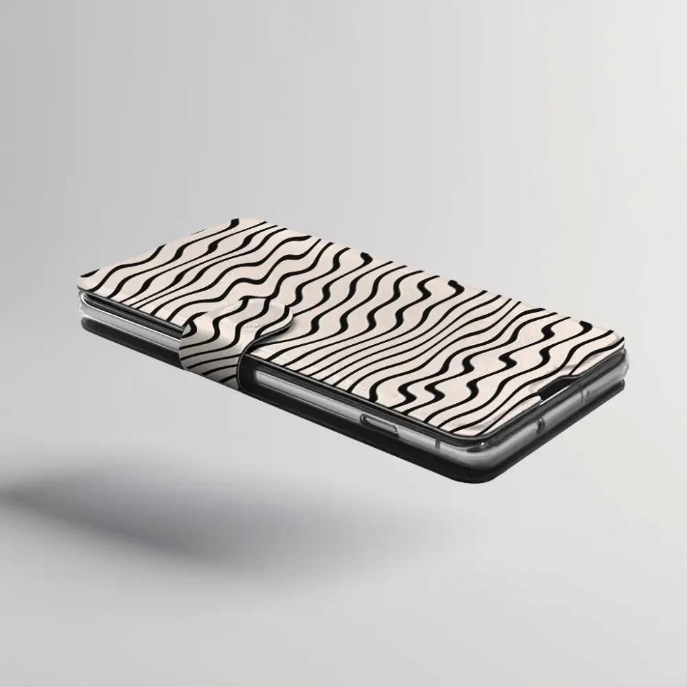 Knížkové flip pouzdro Mobiwear - Samsung Galaxy A32 5G - VA62S Vlnky na béžové - VÝPRODEJ