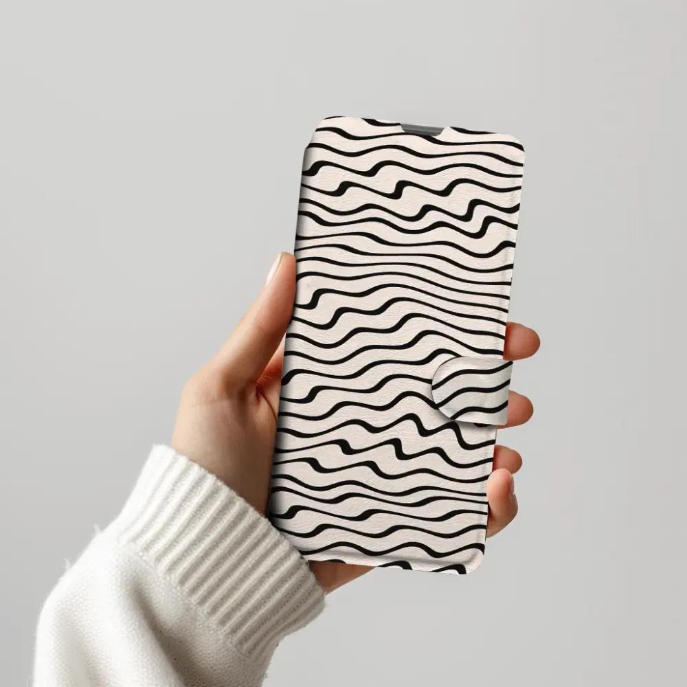 Knížkové flip pouzdro Mobiwear - Samsung Galaxy A32 5G - VA62S Vlnky na béžové - VÝPRODEJ