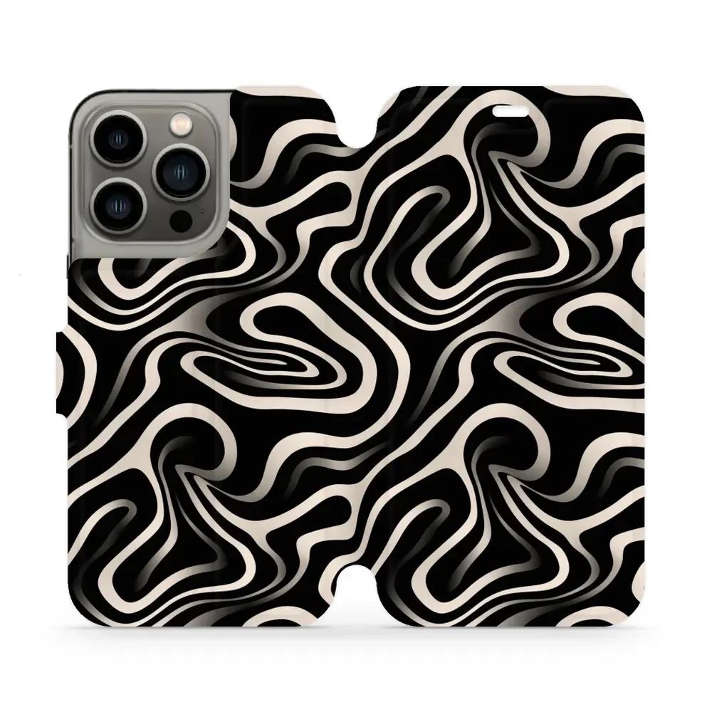 Knížkové flip pouzdro Mobiwear - Apple iPhone 13 Pro - VA63S Vlnky a linky - VÝPRODEJ
