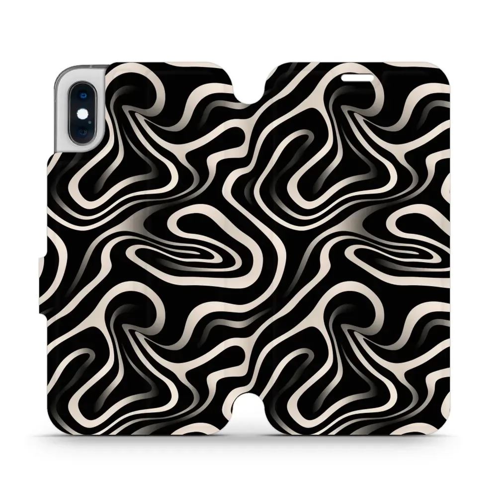 Flipové pouzdro Mobiwear - Apple iPhone X / XS - VA63S Vlnky a linky