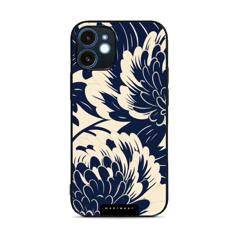 Lesklý kryt Mobiwear Glossy - Apple iPhone 12 - GA40G Modré a béžové květy