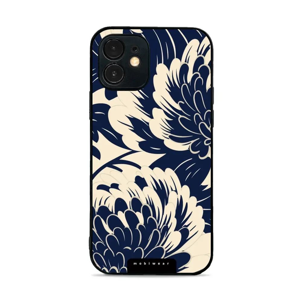Lesklý kryt Mobiwear Glossy - Apple iPhone 12 Mini - GA40G Modré a béžové květy