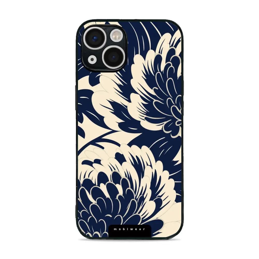 Lesklý kryt Mobiwear Glossy - Apple iPhone 13 - GA40G Modré a béžové květy