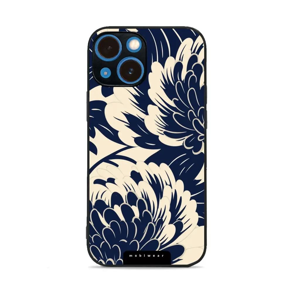 Lesklý kryt Mobiwear Glossy - Apple iPhone 13 Mini - GA40G Modré a béžové květy