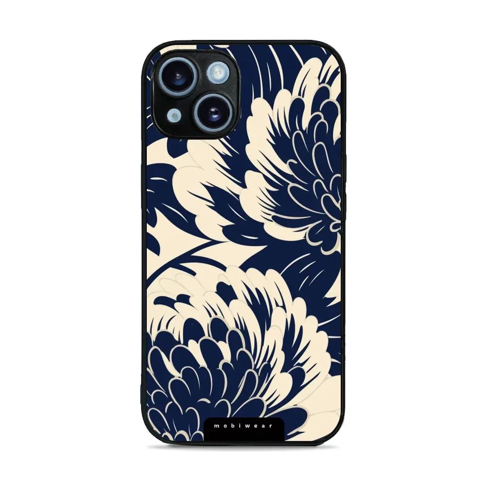 Lesklý kryt Mobiwear Glossy - Apple iPhone 14 - GA40G Modré a béžové květy