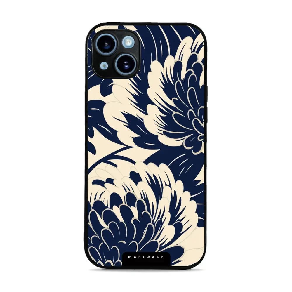 Lesklý kryt Mobiwear Glossy - Apple iPhone 14 Plus - GA40G Modré a béžové květy