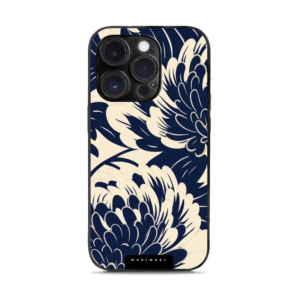 Lesklý kryt Mobiwear Glossy - Apple iPhone 14 Pro - GA40G Modré a béžové květy