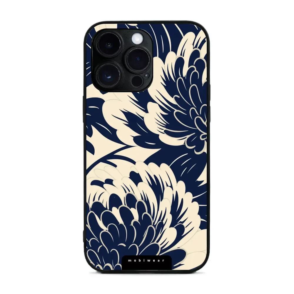Lesklý kryt Mobiwear Glossy - Apple iPhone 14 Pro Max - GA40G Modré a béžové květy