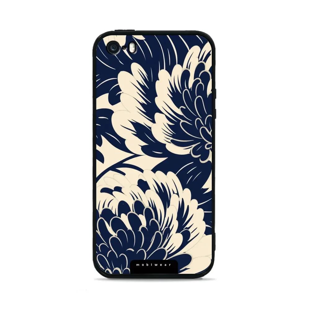 Lesklý kryt Mobiwear Glossy - Apple iPhone 5 / 5S / SE - GA40G Modré a béžové květy
