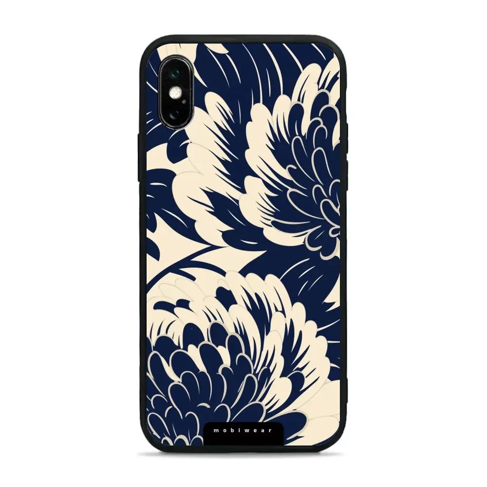 Lesklý kryt Mobiwear Glossy - Apple iPhone X / XS - GA40G Modré a béžové květy