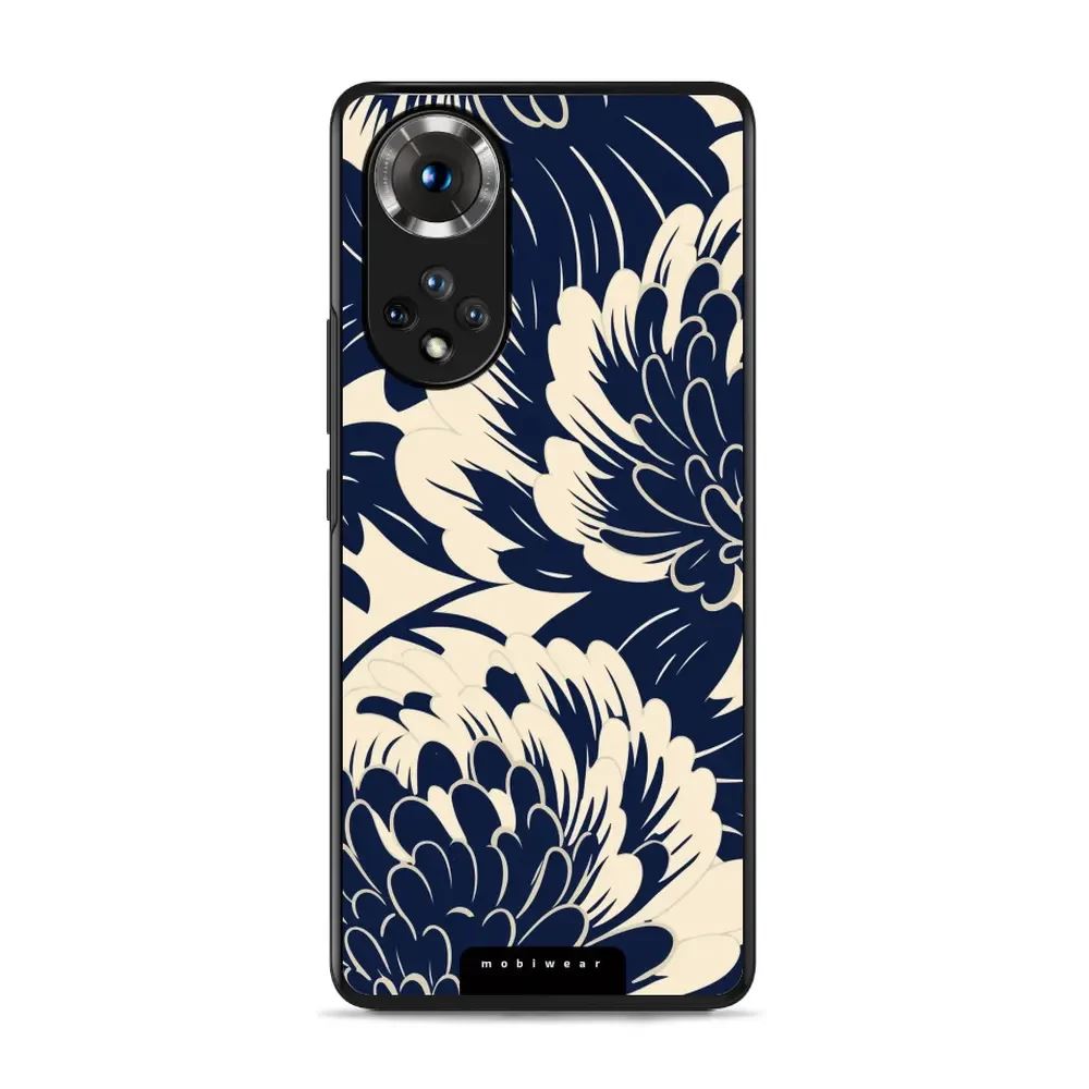 Lesklý kryt Mobiwear Glossy - Honor 50 / Huawei Nova 9 - GA40G Modré a béžové květy