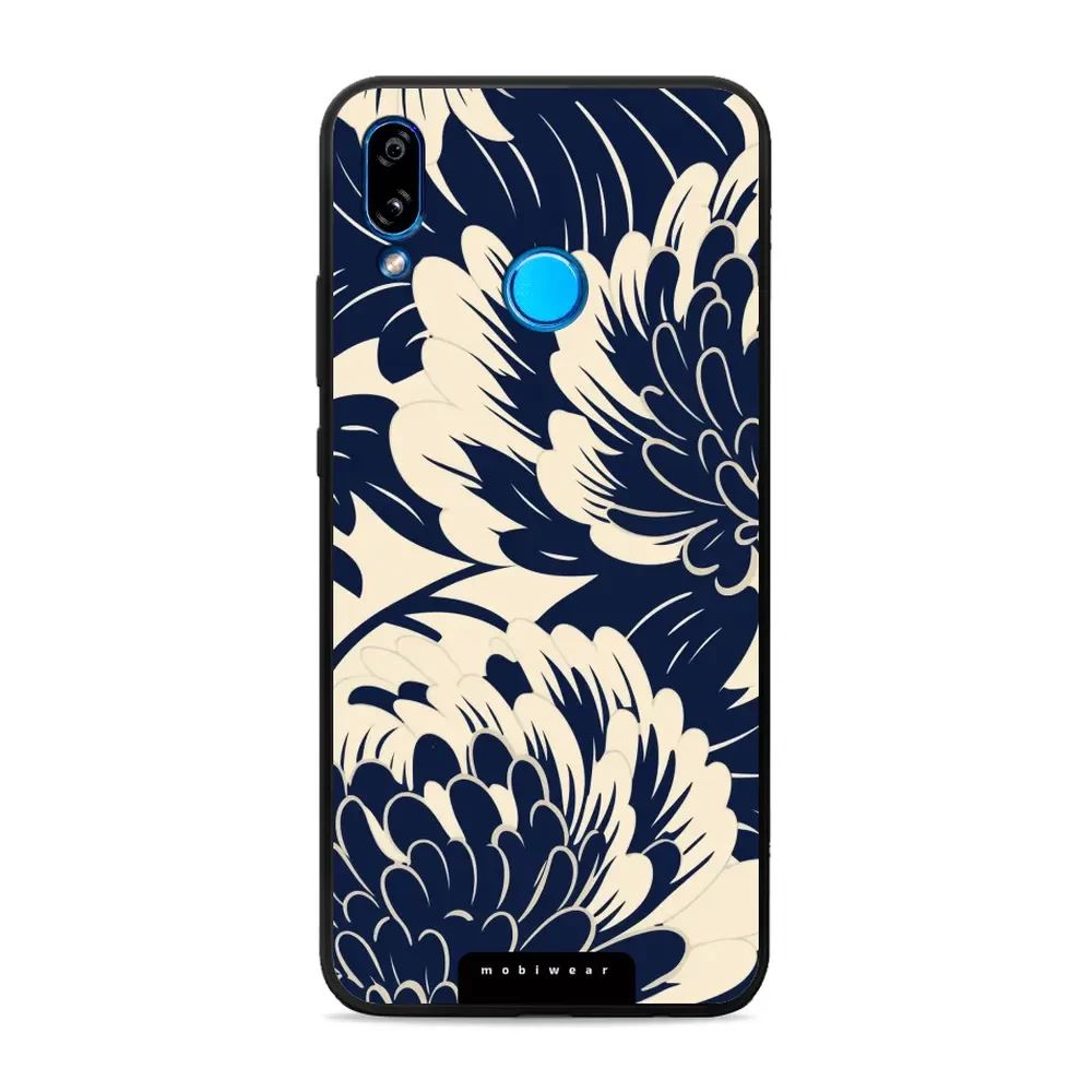 Lesklý kryt Mobiwear Glossy - Huawei P20 Lite - GA40G Modré a béžové květy