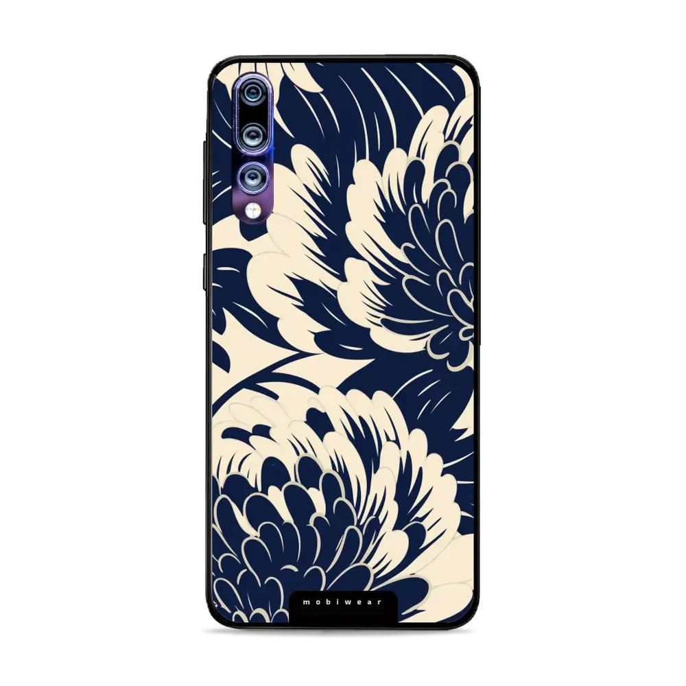 Lesklý kryt Mobiwear Glossy - Huawei P20 Pro - GA40G Modré a béžové květy