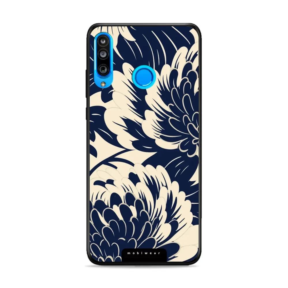 Lesklý kryt Mobiwear Glossy - Huawei P30 Lite - GA40G Modré a béžové květy