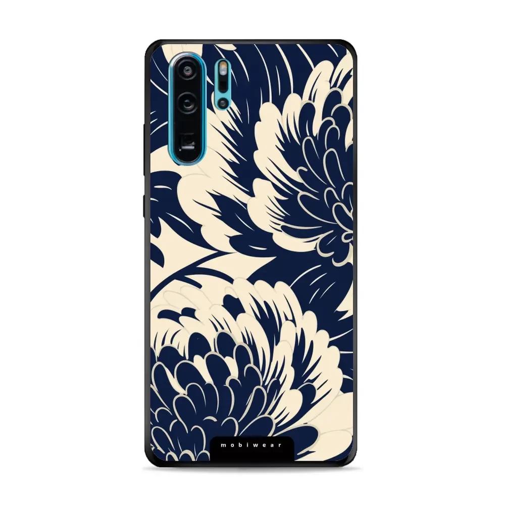 Lesklý kryt Mobiwear Glossy - Huawei P30 Pro - GA40G Modré a béžové květy