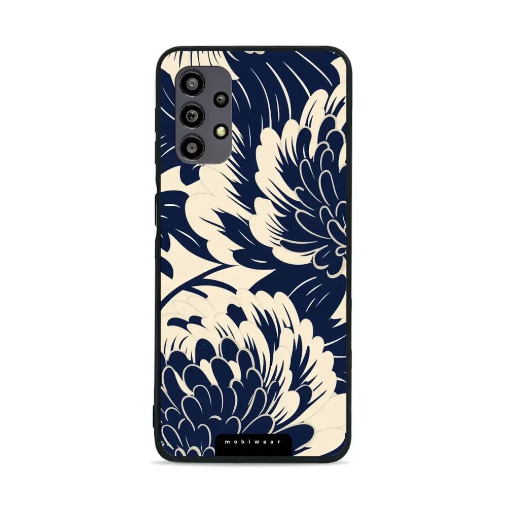 Lesklý kryt Mobiwear Glossy - Samsung Galaxy A32 5G - GA40G Modré a béžové květy