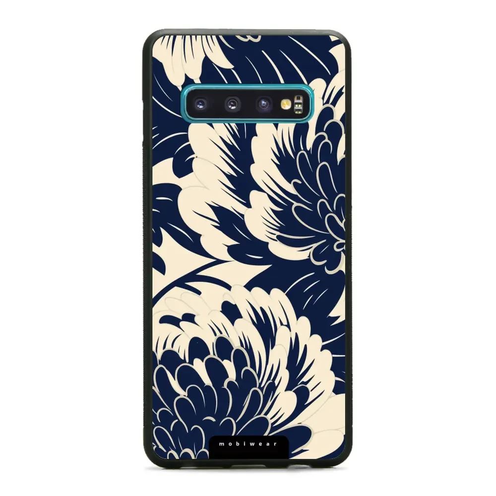 Lesklý kryt Mobiwear Glossy - Samsung Galaxy S10 - GA40G Modré a béžové květy